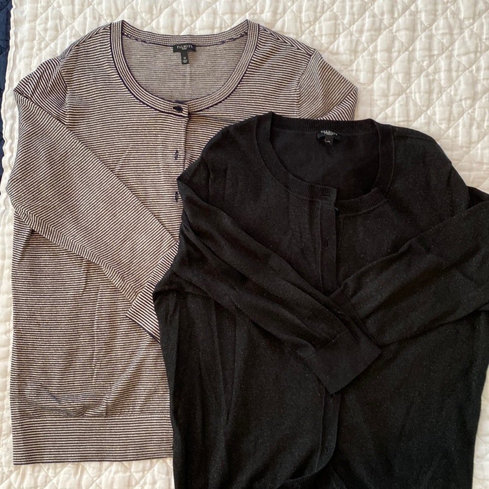 S/2 Talbots button front sweaters with lurex thread!
